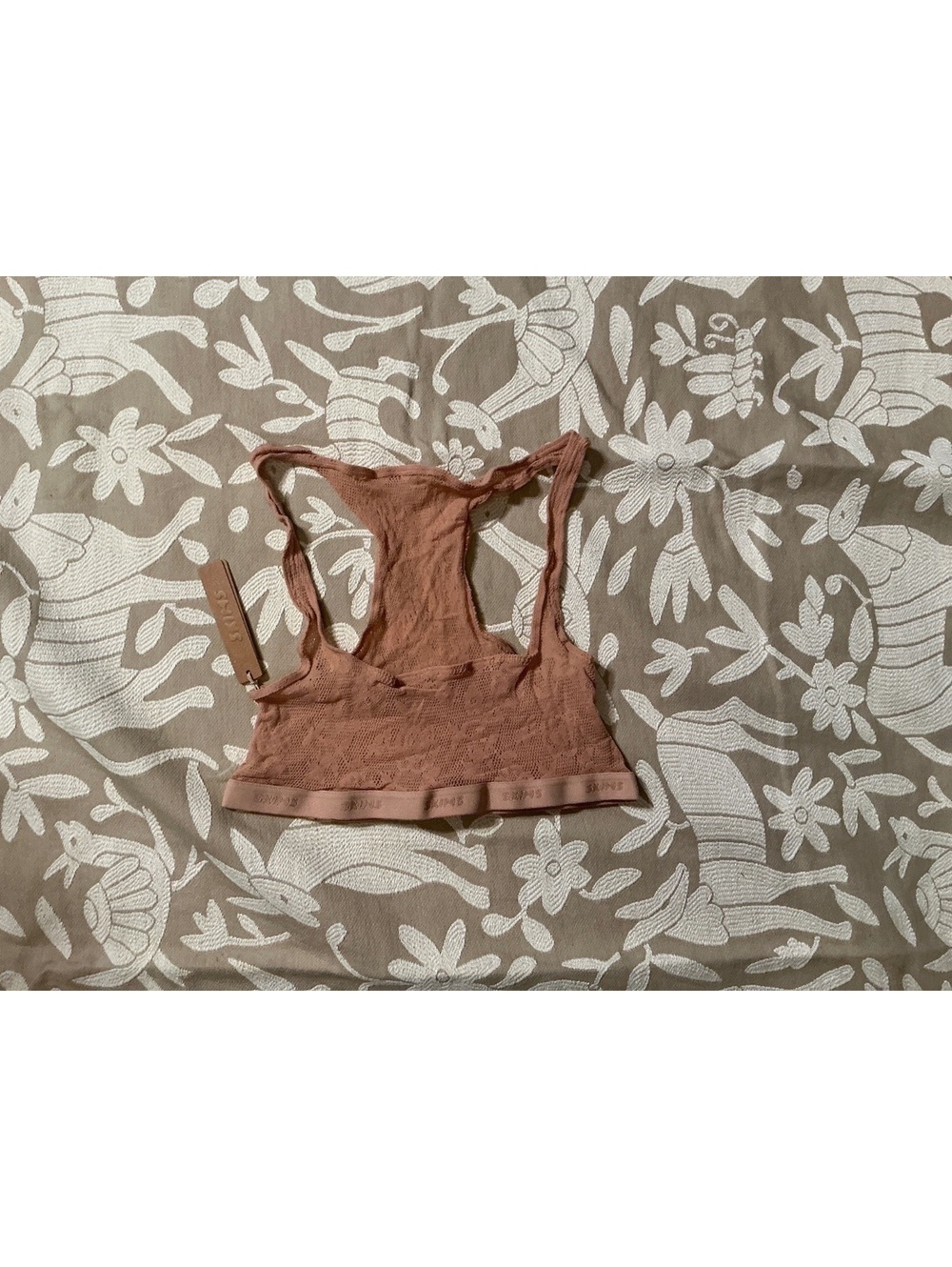 NWT Skims Knit Textured Scoop-Neck Racerback Bralette Sz Medium in Clay